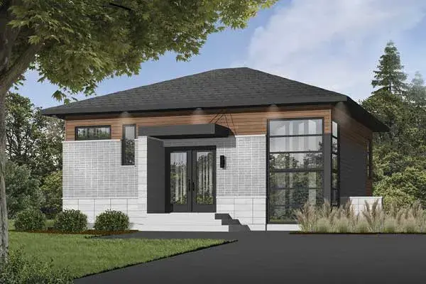 Modern house plans 5-1068 - front exterior, 1,587 sq ft, 3 bed, 1 bath house plans | Monster House Plans