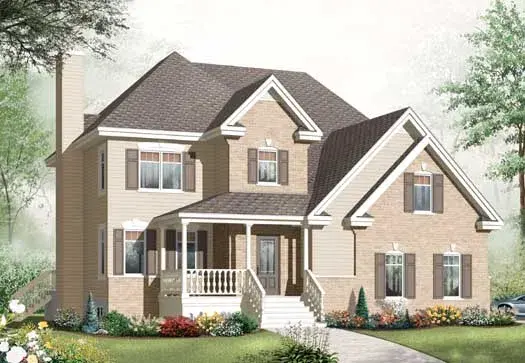 Colonial house plans 5-1076 - front exterior, 2,714 sq ft, 4 bed, 2 bath house plans | Monster House Plans