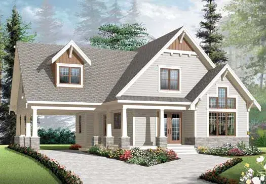 Craftsman house plans 5-1078 - front exterior, 1,348 sq ft, 2 bed, 2 bath house plans | Monster House Plans