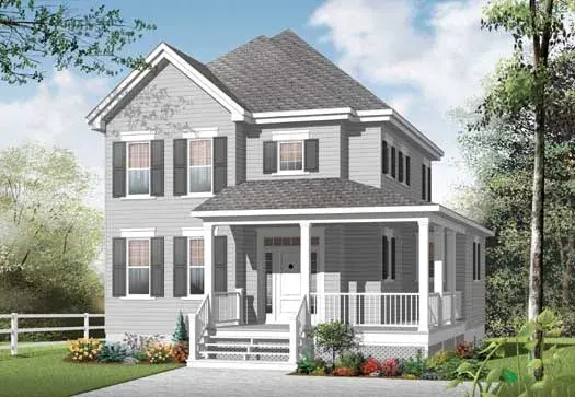 Colonial house plans 5-1081 - front exterior, 1,712 sq ft, 3 bed, 1 bath house plans | Monster House Plans