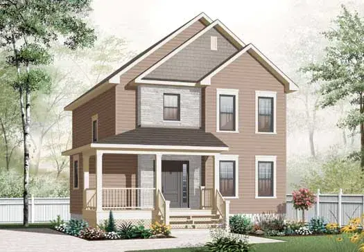 Colonial house plans 5-1082 - front exterior, 1,661 sq ft, 3 bed, 1 bath house plans | Monster House Plans