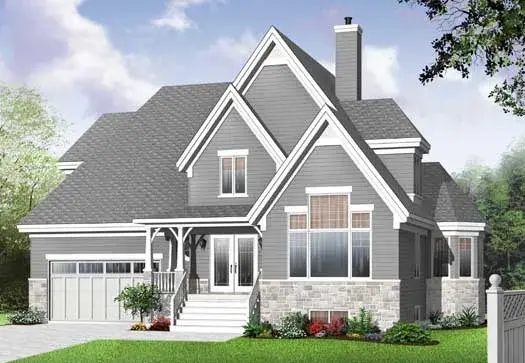 Traditional house plans 5-1089 - front exterior, 1,982 sq ft, 4 bed, 2 bath house plans | Monster House Plans