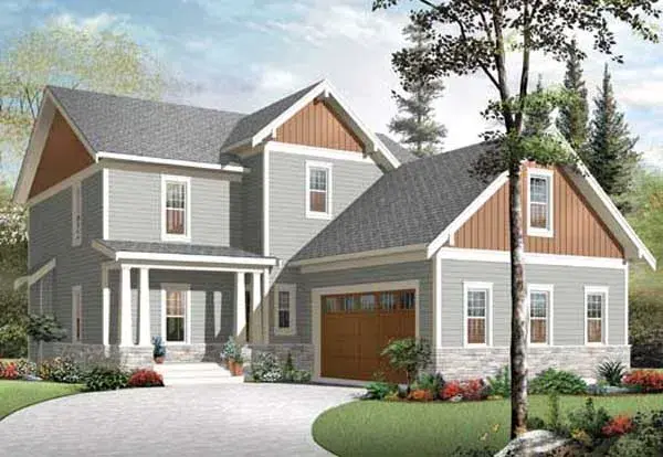 Craftsman house plans 5-1091 - front exterior, 2,422 sq ft, 3 bed, 2 bath house plans | Monster House Plans