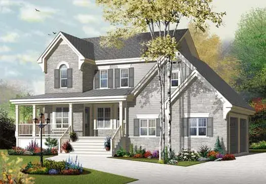 Country house plans 5-1092 - front exterior, 1,854 sq ft, 3 bed, 2 bath house plans | Monster House Plans
