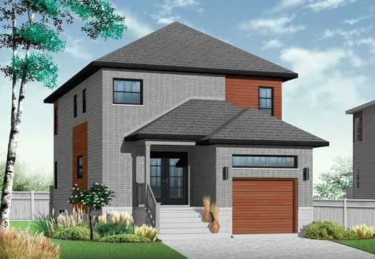 Modern house plans 5-1097 - front exterior, 1,679 sq ft, 3 bed, 2 bath house plans | Monster House Plans