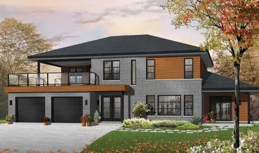 Modern house plans 5-1115 - front exterior, 2,729 sq ft, 3 bed, 2 bath house plans | Monster House Plans