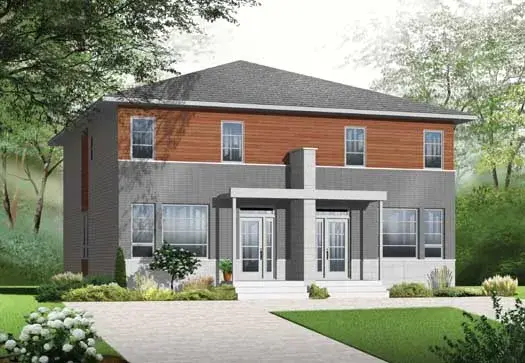 Modern house plans 5-1118 - front exterior, 3,151 sq ft, 6 bed, 2 bath house plans | Monster House Plans
