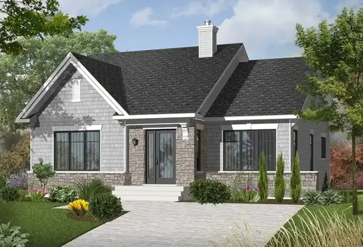 Traditional house plans 5-1119 - front exterior, 1,207 sq ft, 2 bed, 1 bath house plans | Monster House Plans