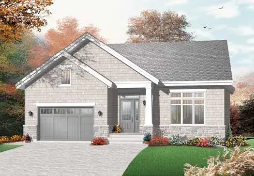 Craftsman house plans 5-1125 - front exterior, 1,390 sq ft, 3 bed, 1 bath house plans | Monster House Plans