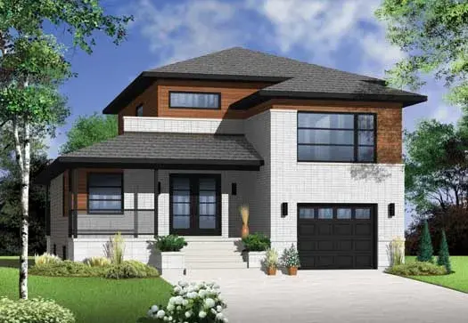 Modern house plans 5-1129 - front exterior, 1,788 sq ft, 3 bed, 2 bath house plans | Monster House Plans