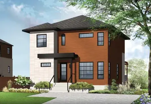 Modern house plans 5-1132 - front exterior, 1,670 sq ft, 3 bed, 1 bath house plans | Monster House Plans
