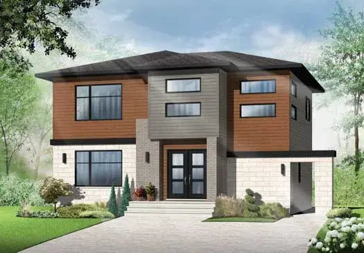 Modern house plans 5-1133 - front exterior, 1,880 sq ft, 3 bed, 1 bath house plans | Monster House Plans