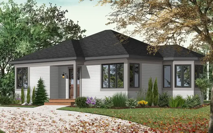 Traditional house plans 5-115 - front exterior, 994 sq ft, 2 bed, 1 bath house plans | Monster House Plans