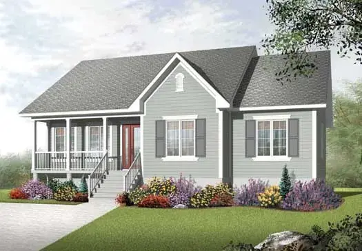 Country house plans 5-1151 - front exterior, 1,708 sq ft, 3 bed, 1 bath house plans | Monster House Plans