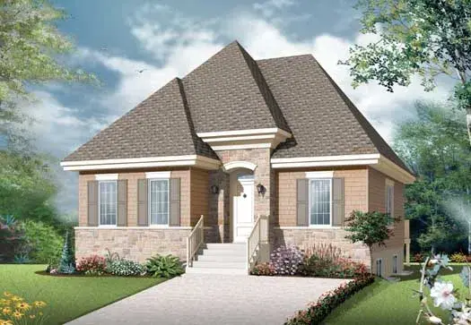 European house plans 5-1152 - front exterior, 2,022 sq ft, 4 bed, 2 bath house plans | Monster House Plans