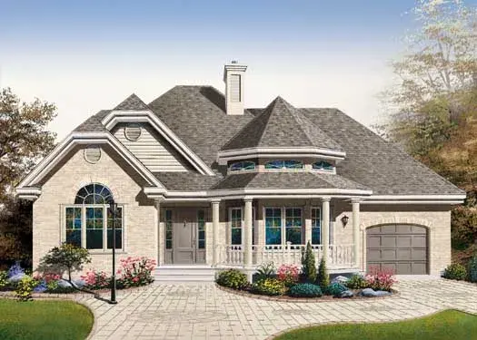 European house plans 5-1153 - front exterior, 1,243 sq ft, 2 bed, 1 bath house plans | Monster House Plans