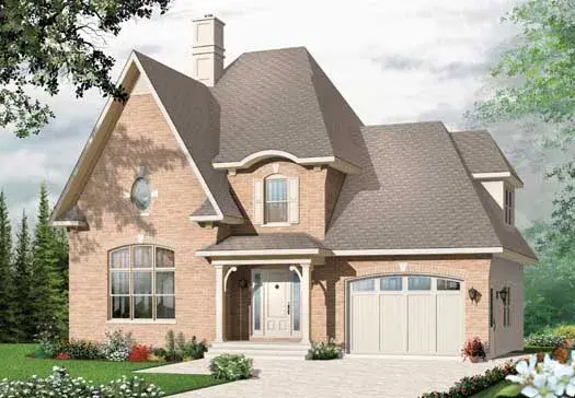 European house plans 5-1158 - front exterior, 1,758 sq ft, 3 bed, 1 bath house plans | Monster House Plans