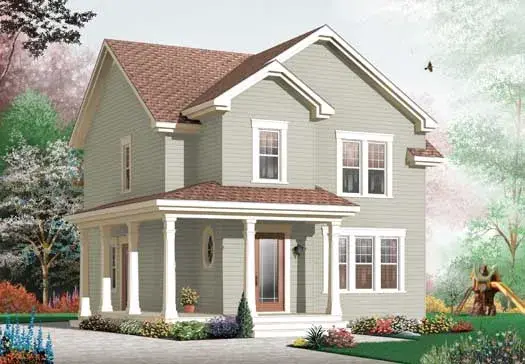 Traditional house plans 5-1161 - front exterior, 1,660 sq ft, 3 bed, 1 bath house plans | Monster House Plans