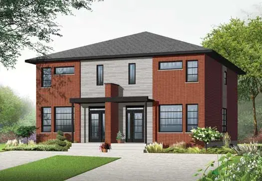 Modern house plans 5-1177 - front exterior, 3,172 sq ft, 5 bed, 2 bath house plans | Monster House Plans