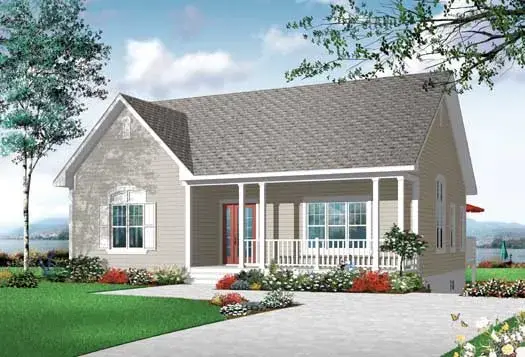 Country house plans 5-1181 - front exterior, 1,308 sq ft, 2 bed, 1 bath house plans | Monster House Plans