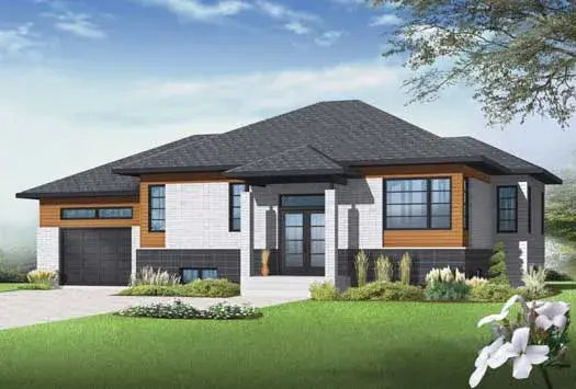 Modern house plans 5-1184 - front exterior, 1,223 sq ft, 2 bed, 1 bath house plans | Monster House Plans