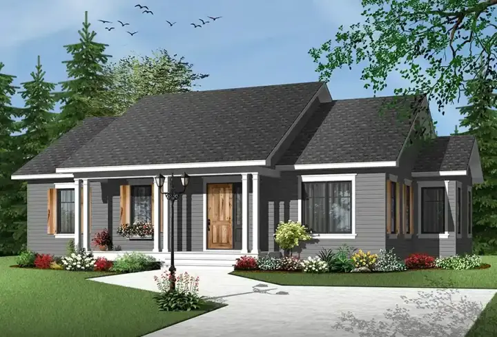 Country house plans 5-1185 - front exterior, 1,315 sq ft, 3 bed, 1 bath house plans | Monster House Plans