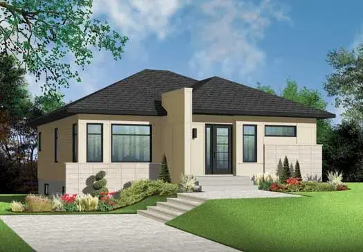 Modern house plans 5-1187 - front exterior, 1,153 sq ft, 2 bed, 1 bath house plans | Monster House Plans