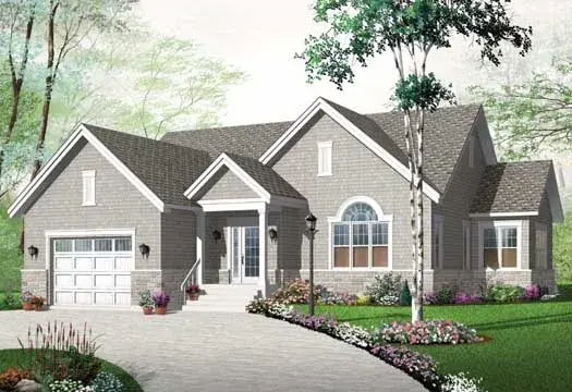 Shingle house plans 5-1193 - front exterior, 1,521 sq ft, 2 bed, 1 bath house plans | Monster House Plans