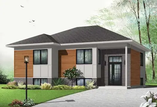 Modern house plans 5-1196 - front exterior, 1,040 sq ft, 2 bed, 1 bath house plans | Monster House Plans