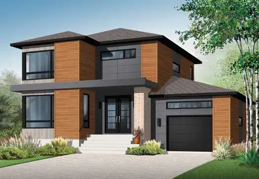 Modern house plans 5-1206 - front exterior, 1,852 sq ft, 3 bed, 1 bath house plans | Monster House Plans