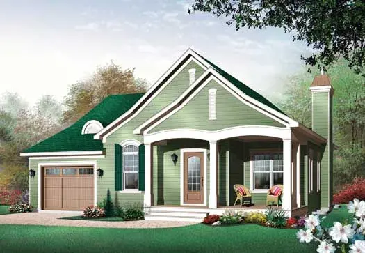 Country house plans 5-1225 - front exterior, 1,452 sq ft, 2 bed, 1 bath house plans | Monster House Plans