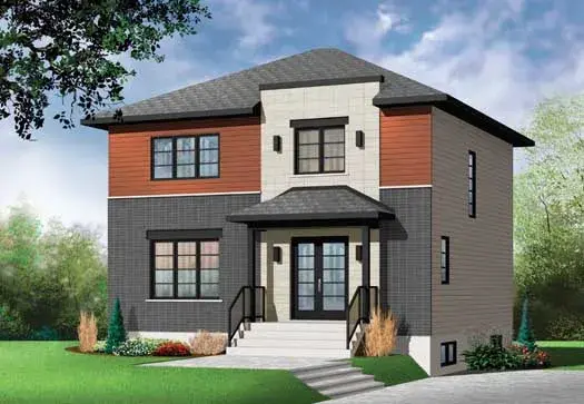 Modern house plans 5-1231 - front exterior, 1,700 sq ft, 3 bed, 1 bath house plans | Monster House Plans