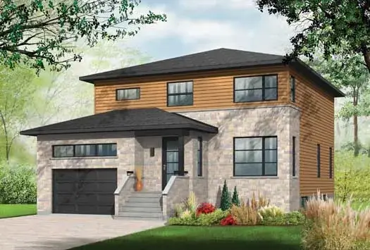 Modern house plans 5-1233 - front exterior, 2,135 sq ft, 4 bed, 2 bath house plans | Monster House Plans