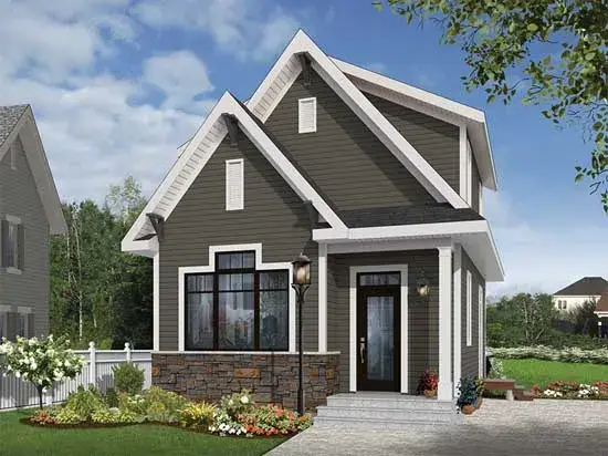 Country house plans 5-1243 - front exterior, 943 sq ft, 3 bed, 2 bath house plans | Monster House Plans