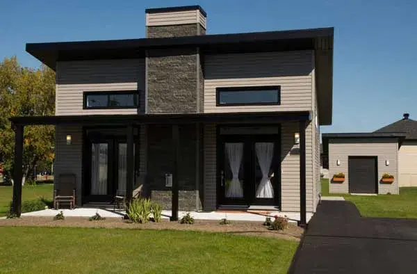 Modern house plans 5-1244 - front exterior, 686 sq ft, 2 bed, 1 bath house plans | Monster House Plans