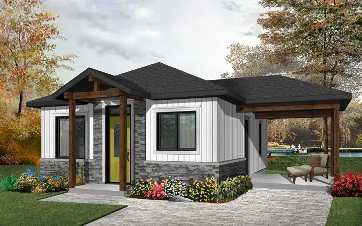 Traditional house plans 5-1246 - front exterior, 643 sq ft, 2 bed, 1 bath house plans | Monster House Plans