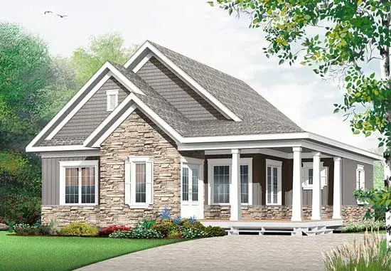 Country house plans 5-1253 - front exterior, 1,847 sq ft, 3 bed, 2 bath house plans | Monster House Plans