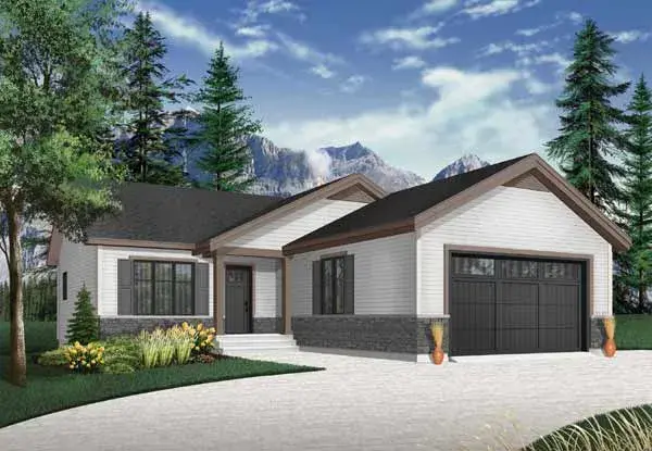 Traditional house plans 5-1258 - front exterior, 1,040 sq ft, 2 bed, 1 bath house plans | Monster House Plans