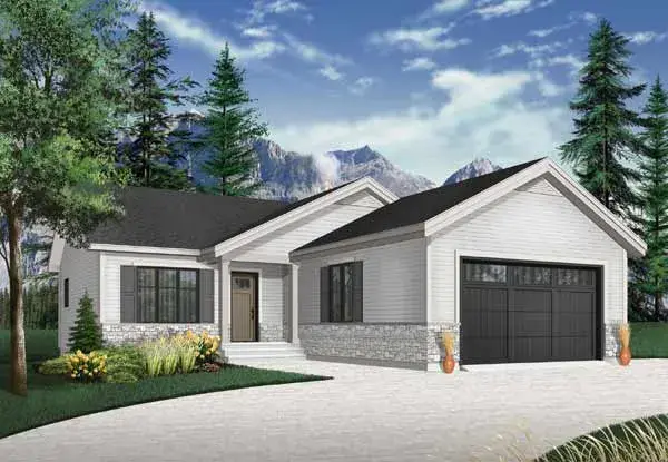 Traditional house plans 5-1259 - front exterior, 1,040 sq ft, 2 bed, 2 bath house plans | Monster House Plans