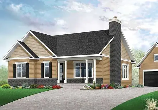 Traditional house plans 5-1263 - front exterior, 1,531 sq ft, 3 bed, 2 bath house plans | Monster House Plans