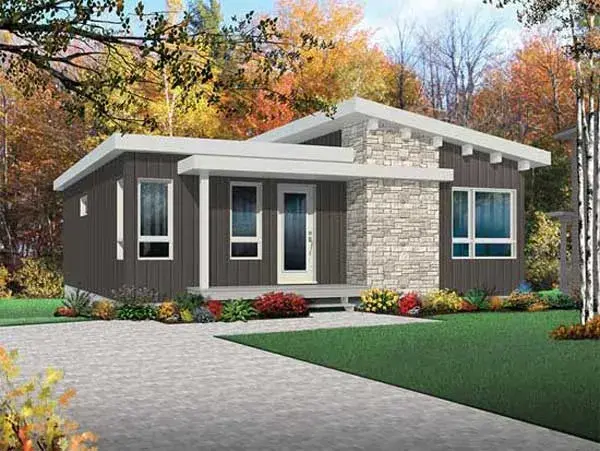 Modern house plans 5-1265 - front exterior, 2,064 sq ft, 6 bed, 3 bath house plans | Monster House Plans