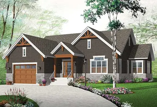 Traditional house plans 5-1268 - front exterior, 1,783 sq ft, 3 bed, 2 bath house plans | Monster House Plans