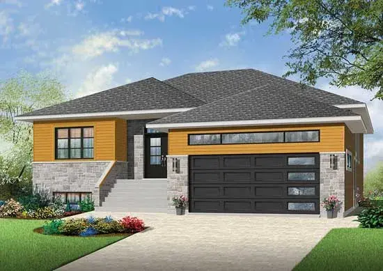 Modern house plans 5-1269 - front exterior, 1,600 sq ft, 2 bed, 2 bath house plans | Monster House Plans