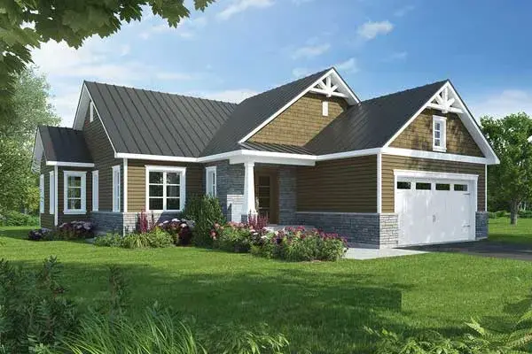 Traditional house plans 5-1271 - front exterior, 1,513 sq ft, 3 bed, 1 bath house plans | Monster House Plans