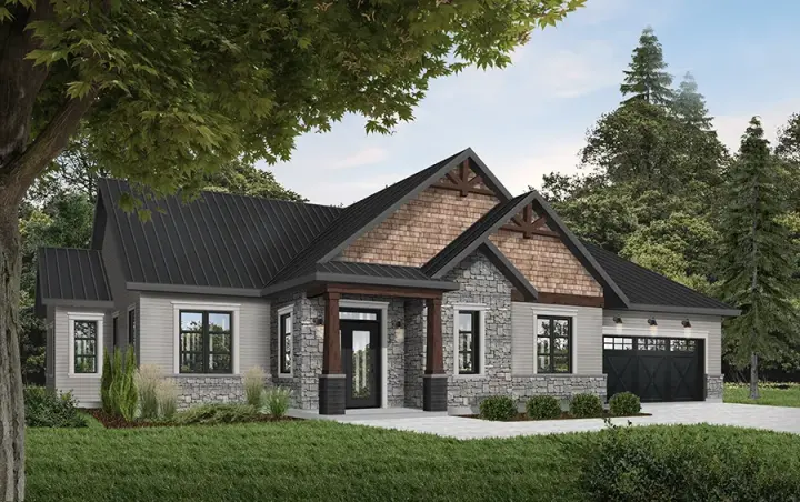 Craftsman house plans 5-1275 - front exterior, 1,858 sq ft, 3 bed, 2 bath house plans | Monster House Plans