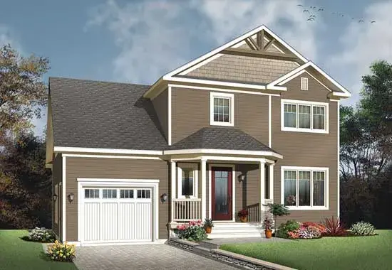 Traditional house plans 5-1277 - front exterior, 1,465 sq ft, 3 bed, 2 bath house plans | Monster House Plans