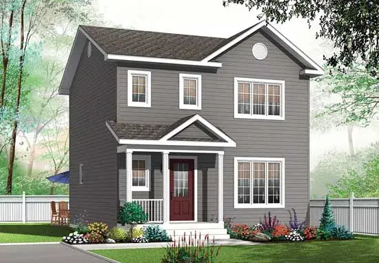 Traditional house plans 5-1283 - front exterior, 1,344 sq ft, 3 bed, 1 bath house plans | Monster House Plans