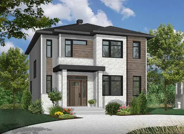 Contemporary house plans 5-1286 - front exterior, 1,730 sq ft, 3 bed, 1 bath house plans | Monster House Plans