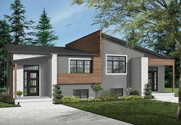Modern house plans 5-1308 - front exterior, 3,400 sq ft, 6 bed, 4 bath house plans | Monster House Plans