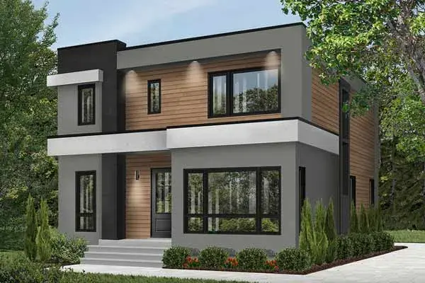 Modern house plans 5-1313 - front exterior, 2,063 sq ft, 3 bed, 2 bath house plans | Monster House Plans